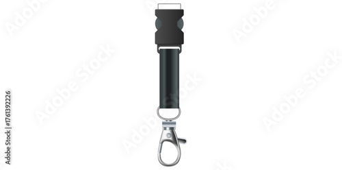 Neck Strap Lanyard Safety Breakaway For ID Name Badge Holder Plastic And Metal Clasps Vector Illustration.	