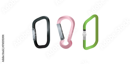 Collection Of Realistic Clasps Equipment Vector Illustration.	