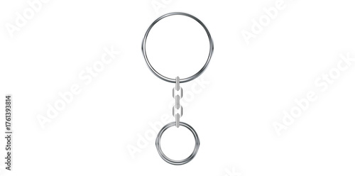Realistic Silver Key Chain With Metal Ring Vector Illustration.	