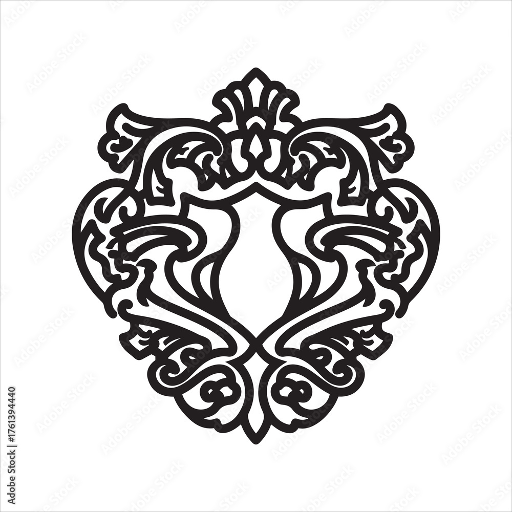 Fototapeta premium Ornate coat of arms shield with elaborate scrollwork and elegant flourishes