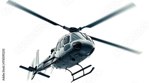 Modern helicopter viewed from above isolated on transparent background