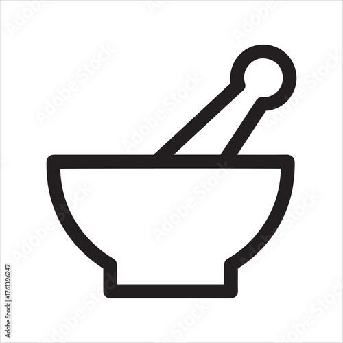 Simple icon representing a mortar and pestle symbol for pharmacy or chemistry