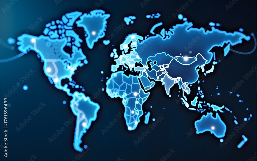 Obraz premium AI Global Network: A Blue Vision of Future Technology. High quality