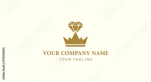 Golden Crown and Diamond Emblem for Luxury Brands.