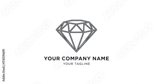 Geometric diamond line art logo design template for a company.