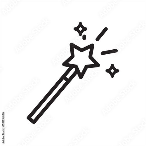 Magical star wand sparkles whimsical fantasy enchantment symbol graphic icon