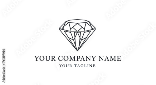 Elegant Diamond Line Art Logo Design for Jewelry Brand.