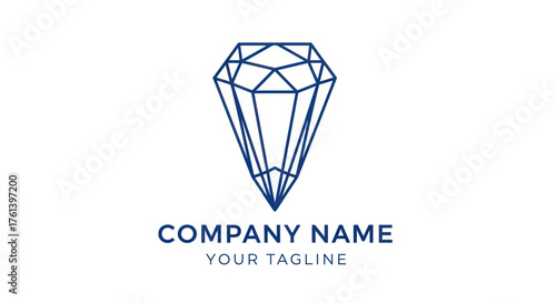 Elegant Blue Outline Diamond Logo Design for Company Branding.