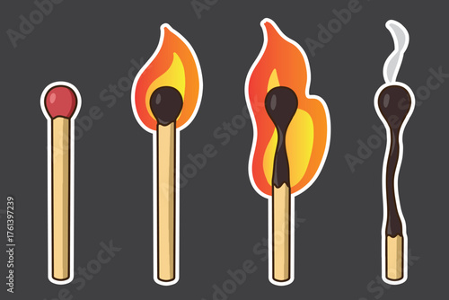 set of match stick good for sticker, badge, element design, print design, etc