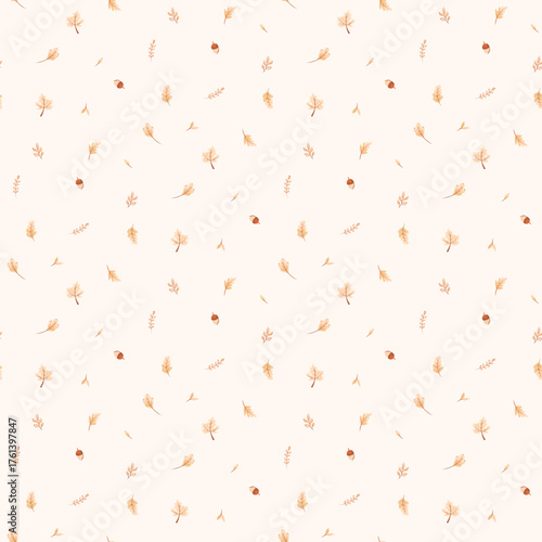 Autumn Flower pattern, ditsy floral seamless pattern. Hand drawn flower background. Small repeat pattern. Ditsy print. Cute botanic design. Ditsy floral flower pattern for fashion, fabric, fashion 
