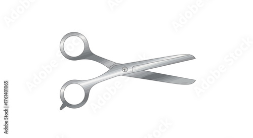 Silver scissors with round handles are slightly open against a white background