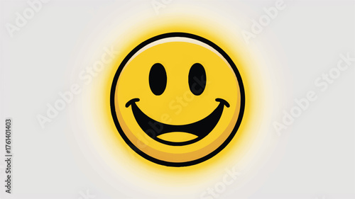 Classic Yellow Smiley Face Icon with Glow emoji emoticon