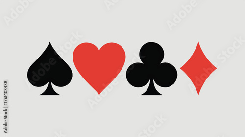 Playing Card Suits on Light Grey Background traced
