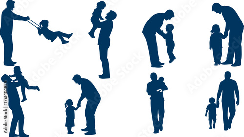 Father and child silhouettes capturing cherished moments of family love and connection silhouette