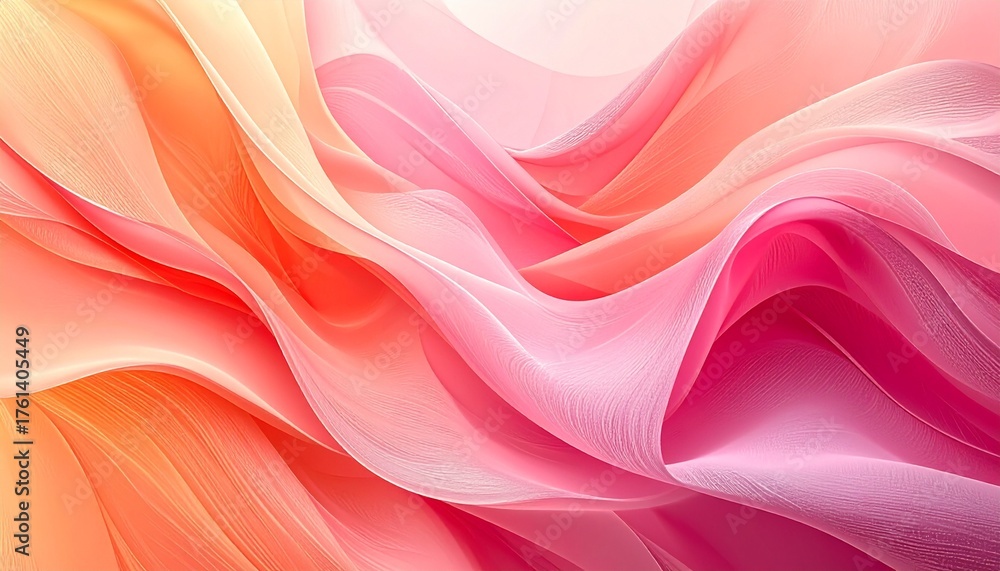 Fototapeta premium Abstract Soft Pink and Orange Wavy Fabric Background