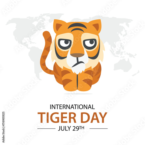 Vector illustration of international tiger day. Tiger day is celebrated on july 29th. 