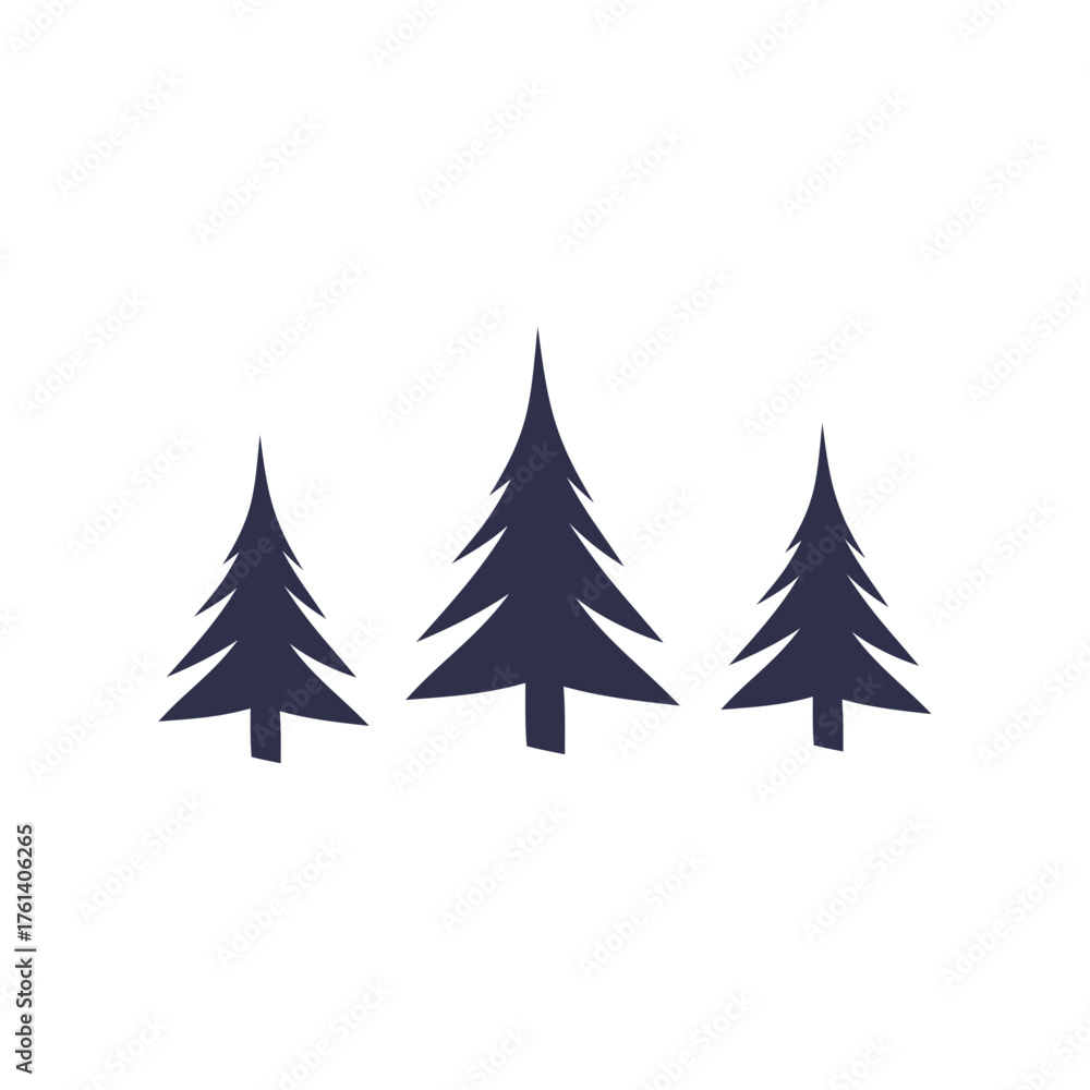 Obraz premium Minimalist Trio of Pine Trees Silhouette