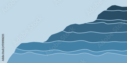 Gradient geological layered slope. Sedimentary mountain	