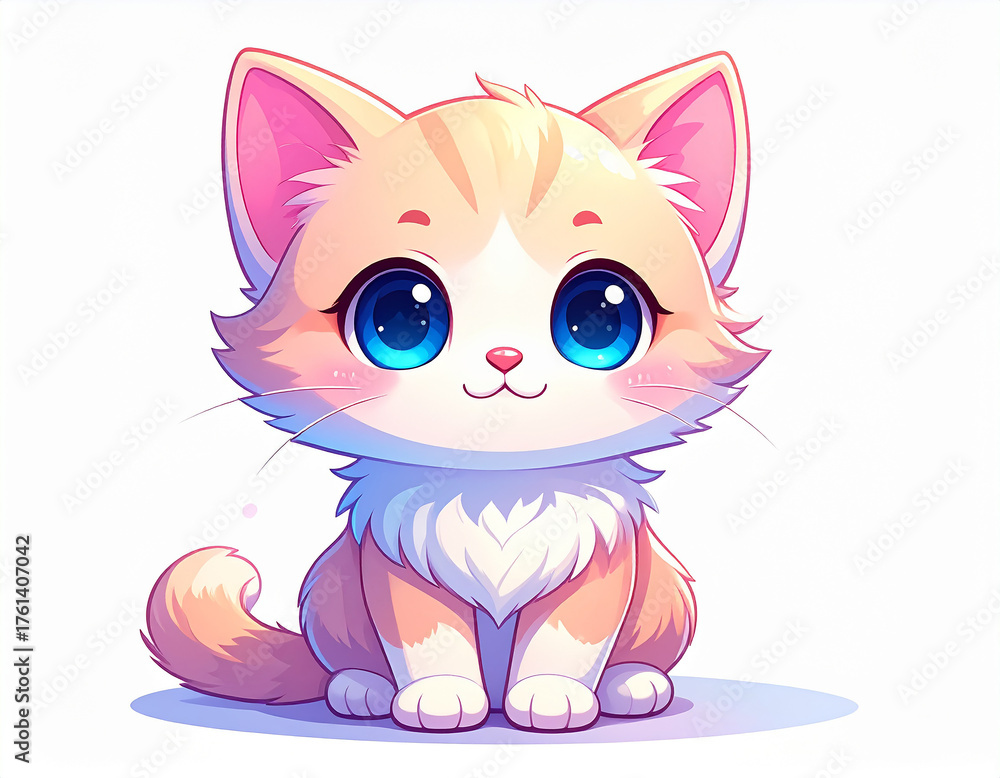 Fototapeta premium Adorable Anime Kitty in Pastel Colors