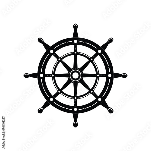 Ship wheel silhouette, wheel silhouette vector