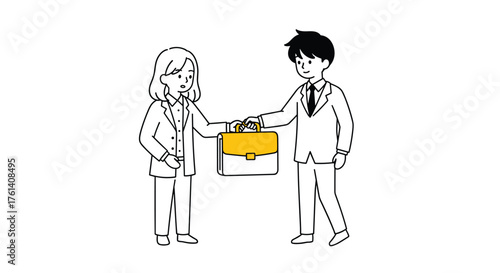 Businesspeople Exchange Briefcase Money During a Transaction