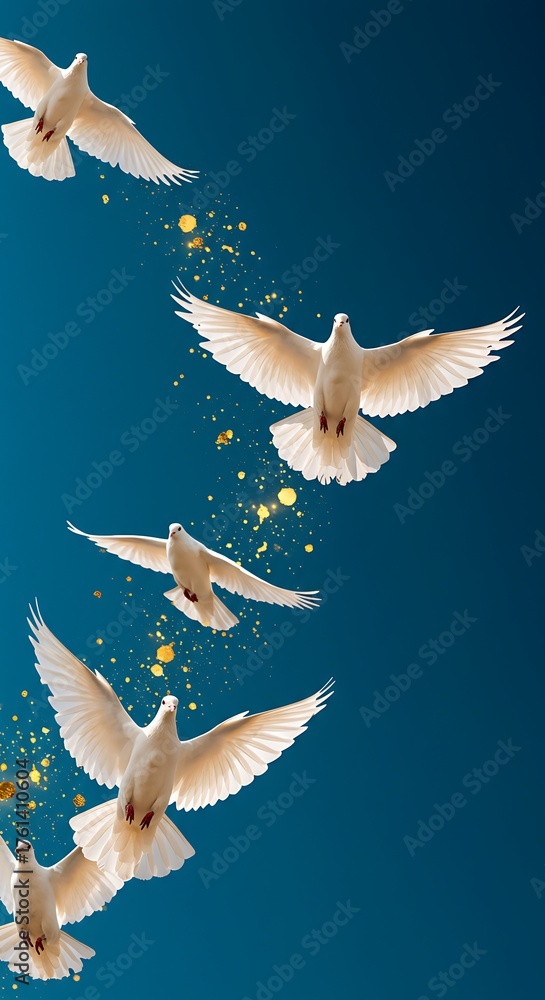 Obraz premium Doves in Flight - A Symbol of Peace and Freedom.