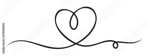 Continuous line drawing of a heart shape simple vector illustration for love and romance concepts isolated on white background