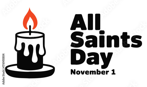 All Saints Day vector illustration featuring a candle with a flame perfect for holiday designs and November 1st celebrations