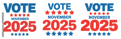 Vote in November 2025 election patriotic design with stars encouraging civic participation and democratic engagement