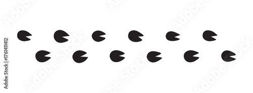 hoofprints leg touch stamp line set. flat dark black ink hand drawn footprint hooves retro art etch contour comic style. 