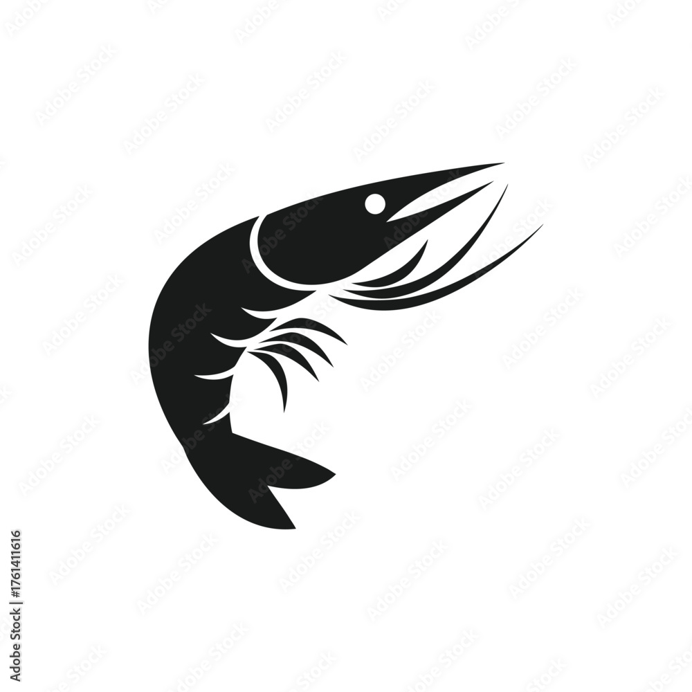 Naklejka premium Shirmp prawn silhouette vector illustration on white background 