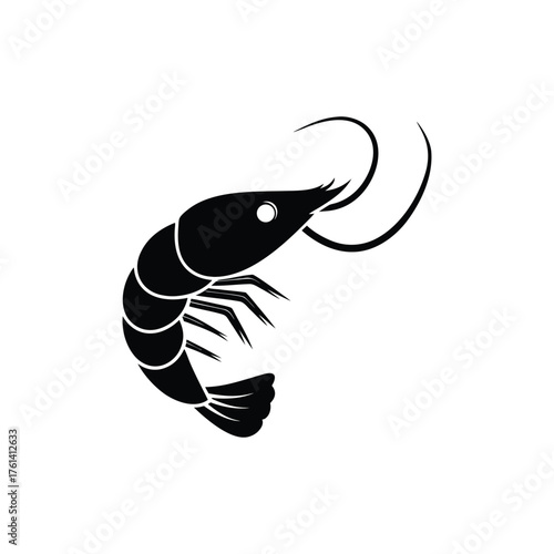Shirmp prawn silhouette vector illustration on white background

