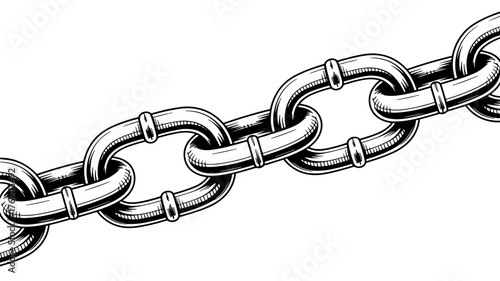 interlocked metal chain links with shiny texture and realistic detail, symbolizing strength, connection, and durability.