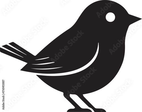 Black Silhouette of a Small Bird icon symbol