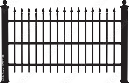 Black Wrought Iron Fence Silhouette Keywords: fence, iron, wrought iron, black, silhouette