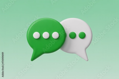 Speech bubbles green white dots gradient background surreal fantasy chat message icon
