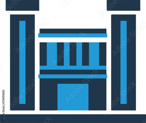 Blue and Dark Blue Building Icon architecture structure