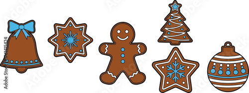 Christmas cookies gingerbread vector illustration clip art set