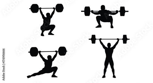 Analysis of Weightlifting Poses and Techniques, Clean and Jerk Training Silhouettes, Powerlifting Setup and Lockout Positions