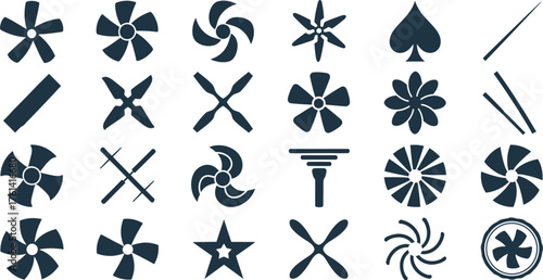 Assorted fan blade propeller icon vector design element collection