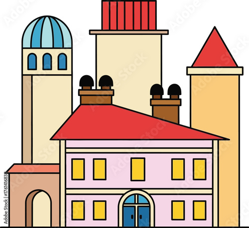 Cartoon building vector illustration architecture design art