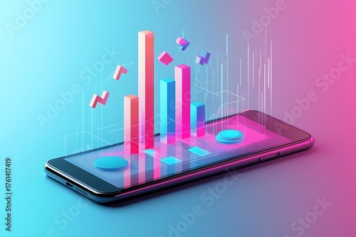 Wallpaper Mural Business analytics bar chart abstract projection high resolution picture Torontodigital.ca