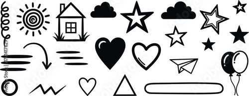 Collection of doodle elements vector design illustration art
