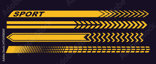 Car Racing Decals and Stripe Set,  Vector pack featuring abstract racing lines, checkered patterns, and sport car graphics for auto wraps, tuning, motorsport projects, and automotive design.