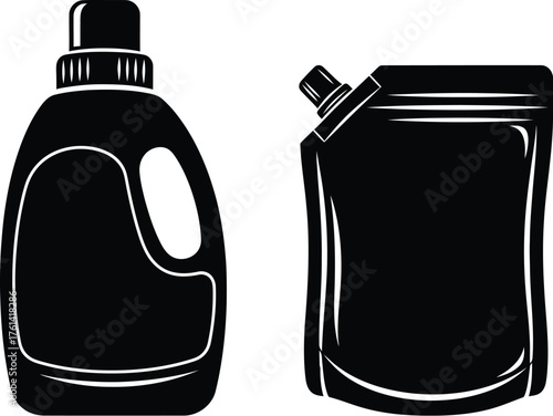 Laundry detergent bottle and pouch vector illustration design