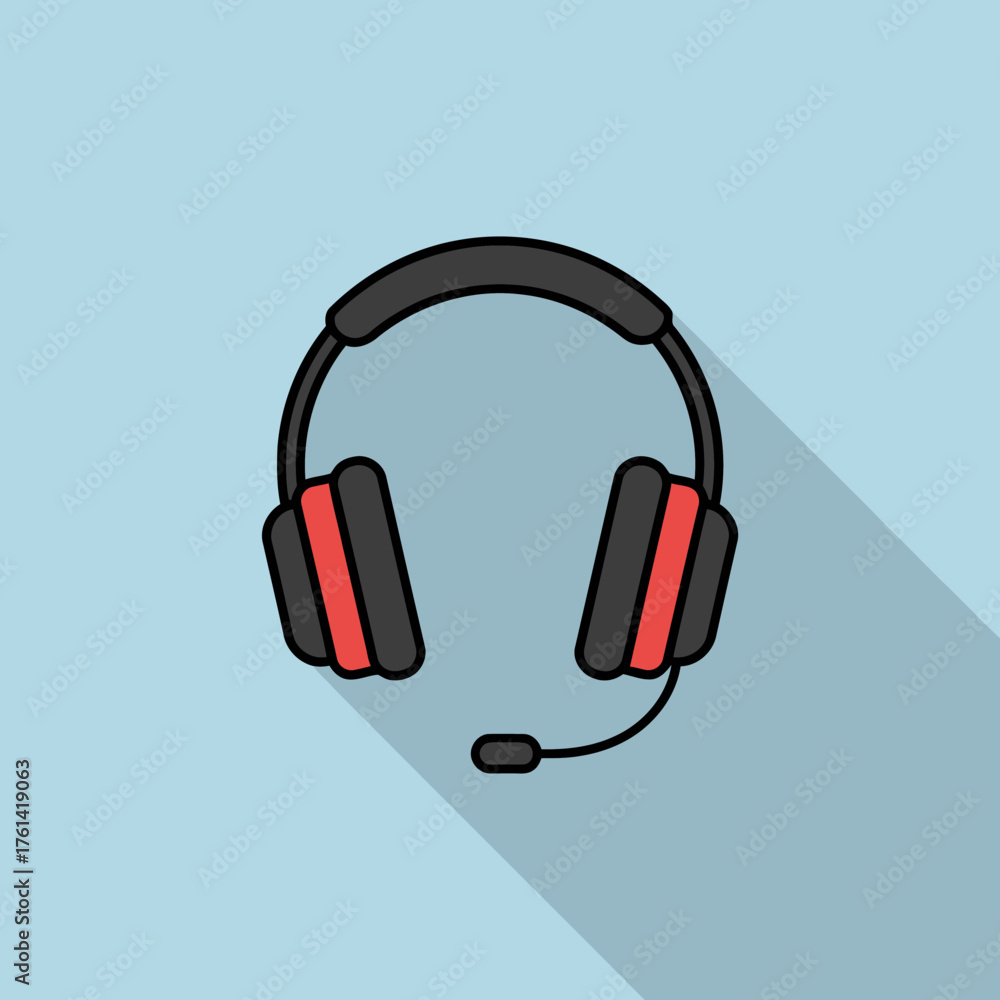Fototapeta premium Illustration of headphones with a cord on a white background (2)