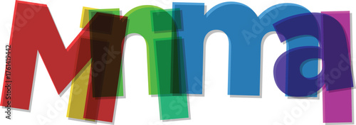 Colorful overlapping letters spell the word Mma text typography