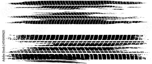 Dynamic tire track imprints convey speed, power, and motion for automotive designs