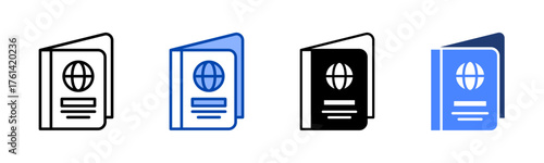 Passport icon set multiple style collection