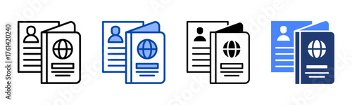 Immigration icon set multiple style collection